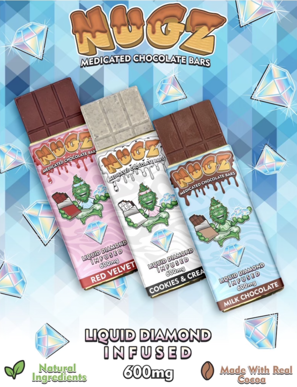 <span style="color: blue;">  <u>Nugz Diamond Infused Chocolate Bars - Hybrid</u></span>